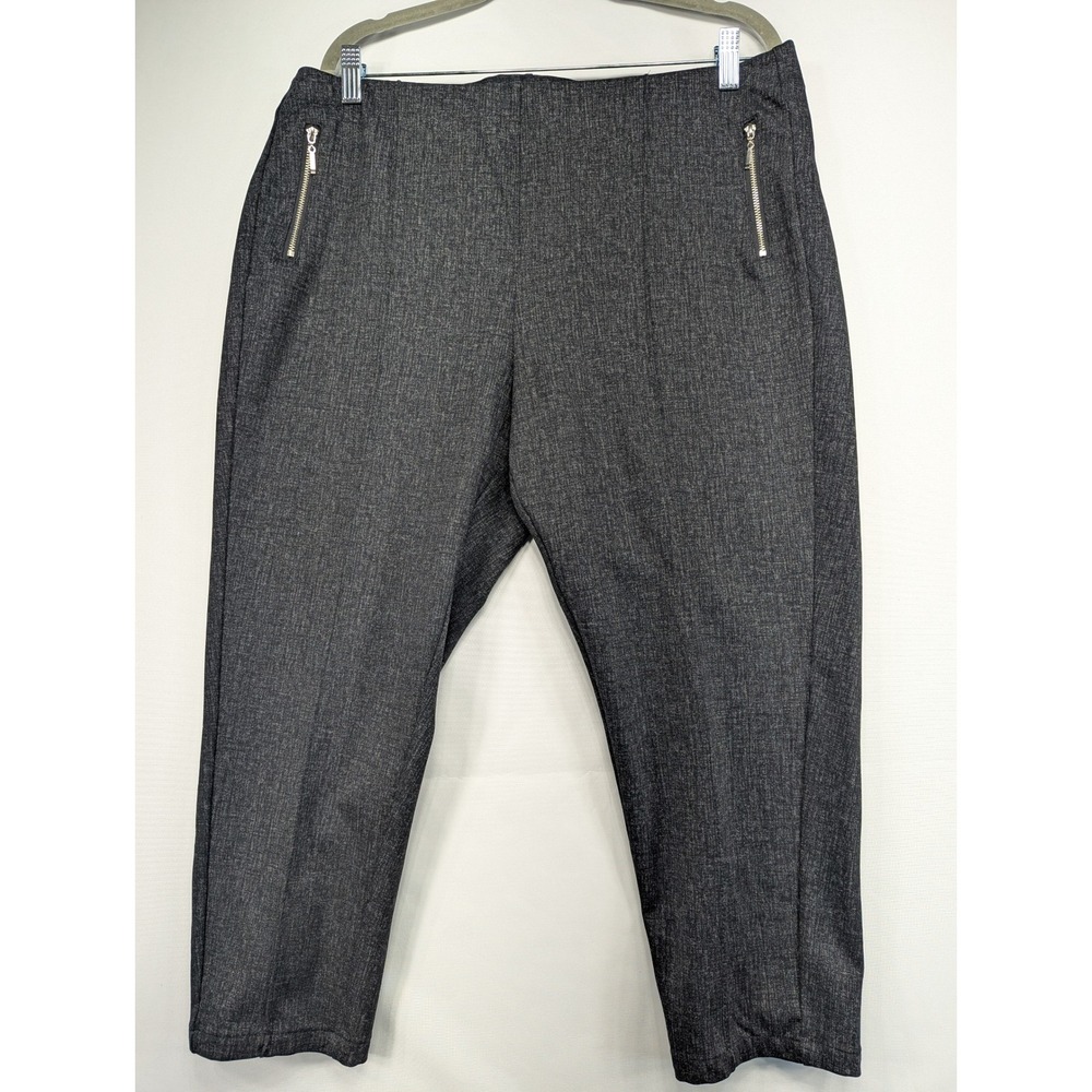 Retro Style XL TG Charcoal‎ Gray Herringbone Zipper Pocket Comfort Stretch Pants